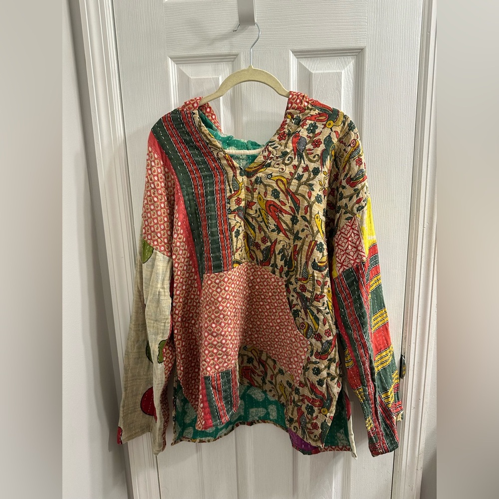 Reversible Patchwork Kantha Hoodie